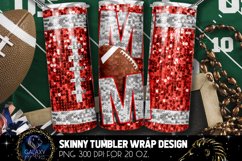 Red White Sequin Football Mom Tumbler Sublimation Design Product Image 1