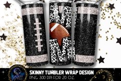 Football Mom Tumbler Sublimation, Black Glitter Football Product Image 1