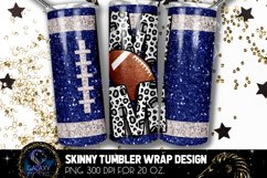 Football Mom Tumbler Sublimation, Blue Glitter Football Product Image 1