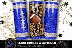 Football Mom Tumbler Sublimation, Blue Glitter Football Product Image 1