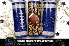 Football Mom Tumbler Sublimation, Blue Glitter Football Product Image 1