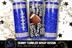 Football Mom Tumbler Sublimation, Blue Glitter Football Product Image 1