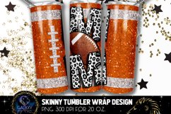 Football Mom Tumbler Sublimation, Orange Glitter Football Product Image 1