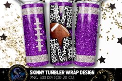 Football Mom Tumbler Sublimation, Purple Glitter Football Product Image 1