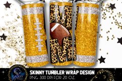 Football Mom Tumbler Sublimation, Yellow Glitter Football Product Image 1