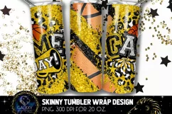 Game Day Basketball Tumbler Sublimation, Black Yellow Product Image 2