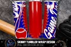 Blue Red Game Day Baseball Tumbler Sublimation Design Product Image 2