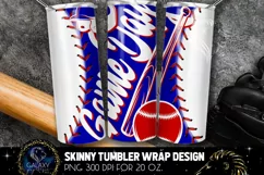 Blue Red Game Day Baseball Tumbler Sublimation Design Product Image 1