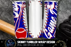 Blue Red Game Day Baseball Tumbler Sublimation Design Product Image 2