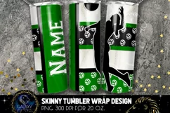 Add Text Volleyball Tumbler Sublimation PNG - Black Green Product Image 1