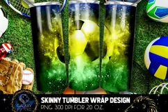 Powder Explotion Soccer Tumbler, Green Yellow Blue Soccer Product Image 1