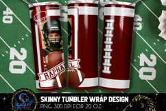 Add Photo Maroon White Football Tumbler Design, Football Product Image 1
