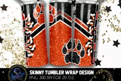 Cheer Feline Footprints Tumbler Design, Black Orange Cheer Product Image 2