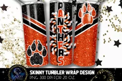 Cheer Feline Footprints Tumbler Design, Black Orange Cheer Product Image 1