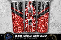 Red Black Sequin Cheer Tumbler Sublimation Design Product Image 1