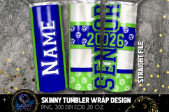 Senior 2026 Volleyball Tumbler Sublimation Blue Green Product Image 1