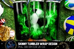 Powder Explotion Soccer Tumbler Sublimation, Green Soccer Product Image 1