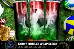 Powder Explotion Soccer Tumbler Sublimation, Green White Red Product Image 1