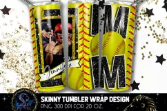 Add Photo Black Softball Mom Tumbler Design, Softball Mom Product Image 1