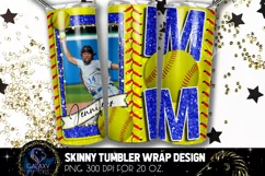 Add Photo Blue Softball Mom Tumbler Design, Softball Mom Product Image 1