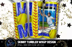 Add Photo Blue Softball Mom Tumbler Design, Softball Mom Product Image 2