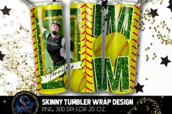Add Photo Green Softball Mom Tumbler Design, Softball Mom Product Image 1
