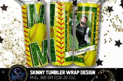Add Photo Green Softball Mom Tumbler Design, Softball Mom Product Image 2