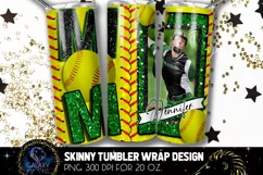 Add Photo Green Black Softball Mom Tumbler Design, Softball Product Image 2