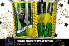 Add Photo Green Black Softball Mom Tumbler Design, Softball Product Image 1