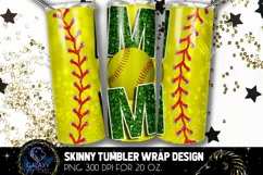 Green Softball Mom Tumbler Design, Softball Mom Sublimation Product Image 1