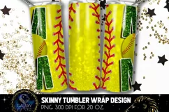 Green Softball Mom Tumbler Design, Softball Mom Sublimation Product Image 2