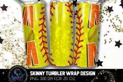 Orange Softball Mom Tumbler Design, Softball Mom Sublimation Product Image 2
