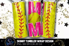 Pink Softball Mom Tumbler Design, Softball Mom Sublimation Product Image 1