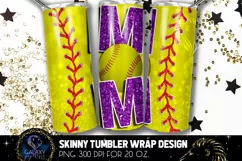 Purple Softball Mom Tumbler Design, Softball Mom Sublimation Product Image 1