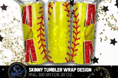 Red Softball Mom Tumbler Design, Softball Mom Sublimation Product Image 2