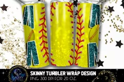 Teal Softball Mom Tumbler Design, Softball Mom Sublimation Product Image 2