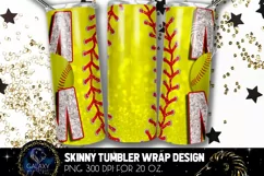White Softball Mom Tumbler Design, Softball Mom Sublimation Product Image 2