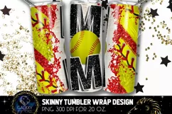 Black Softball Mom Tumbler Design, Softball Mom Sublimation Product Image 1