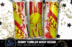 Red Softball Mom Tumbler Design, Softball Mom Sublimation Product Image 1