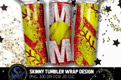 White Softball Mom Tumbler Design, Softball Mom Sublimation Product Image 1