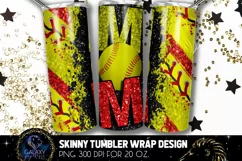 Black Softball Mom Tumbler Design, Softball Mom Sublimation Product Image 1
