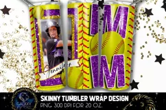 Add Photo Purple Softball Mom Tumbler Design, Softball Mom Product Image 1