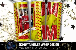 Add Photo Red Softball Mom Tumbler Design, Softball Mom Product Image 1