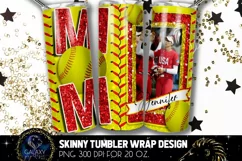 Add Photo Red Softball Mom Tumbler Design, Softball Mom Product Image 2