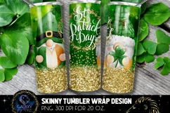 Gnome St Patricks Day 20 Oz. Skinny Tumbler Wrap Sublimation Product Image 1