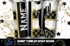 Add Text Volleyball Tumbler Sublimation PNG - Black Gold Product Image 1