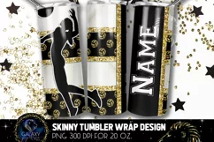 Add Text Volleyball Tumbler Sublimation PNG - Black Gold Product Image 2