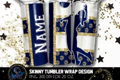 Add Text Volleyball Tumbler Sublimation PNG - Blue Gold Product Image 1