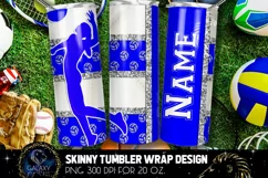 Add Text Volleyball Tumbler Sublimation PNG - Blue Silver Product Image 2