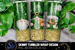 Gnome St Patricks Day 20 Oz. Skinny Tumbler Wrap Sublimation Product Image 1